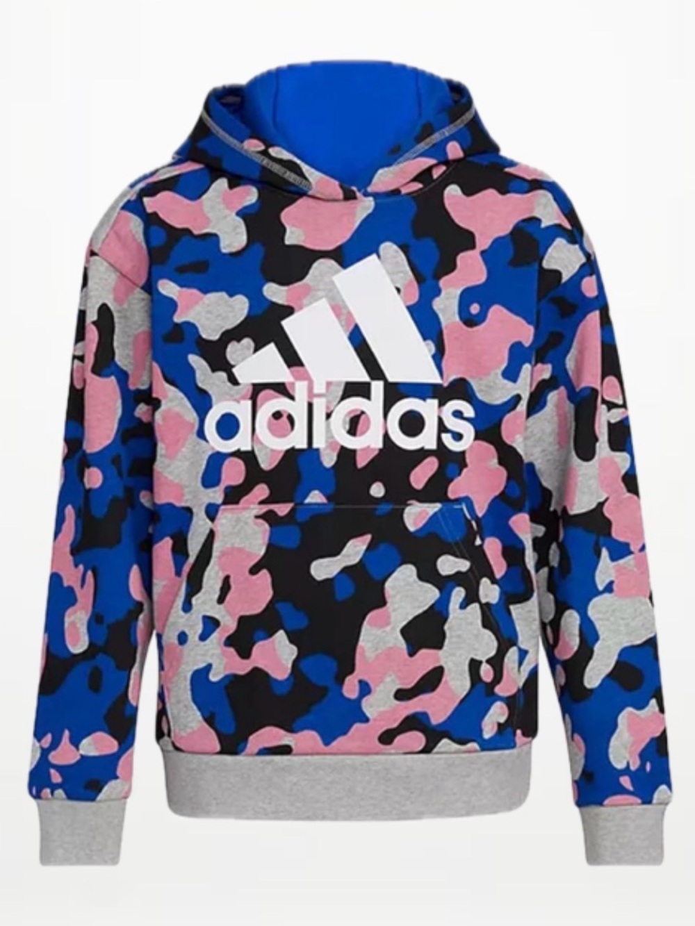 adidas Kids' Blue Pink Camo Logo Hoodie